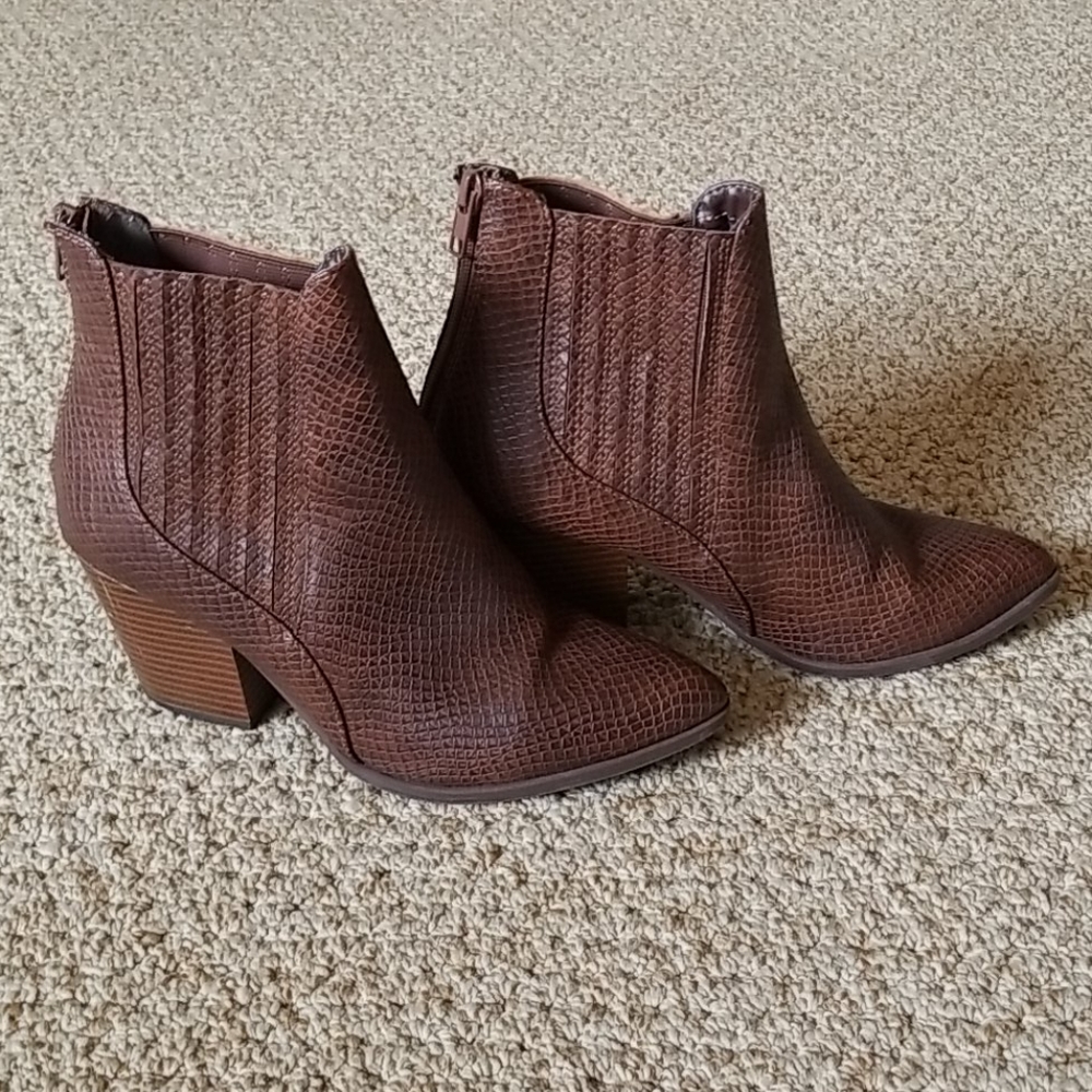 Faux-Leather Heeled Booties